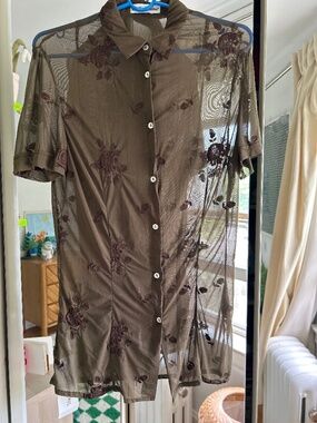 Dolce and Gabbana Vintage 90s sheer rose blouse